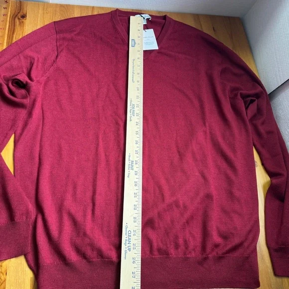 Peter Millar v-neck burgundy WOOL  sweater size XL NWT - Picture 4 of 11